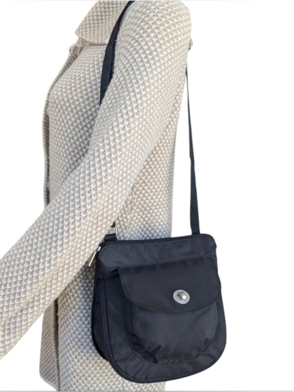 Black Crossbody or Travel Pouch with Turn-Lock Closure - Picture 8 of 8